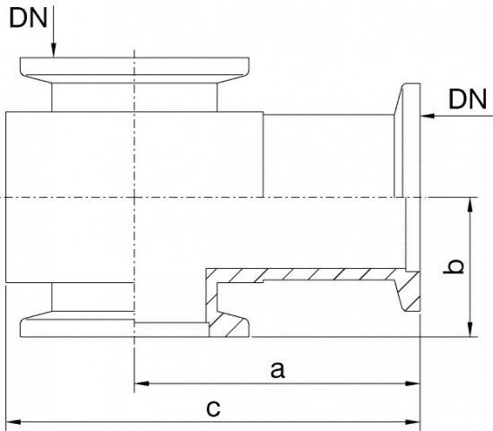 Bild 2 - T-piece POM DN 25 a=50 / b=25 / c=72,5