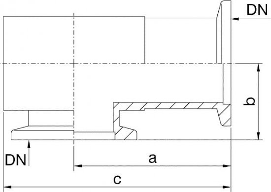 Bild 2 - Angle aluminium DN 25 a=50 / b=24,5 / c=72,5