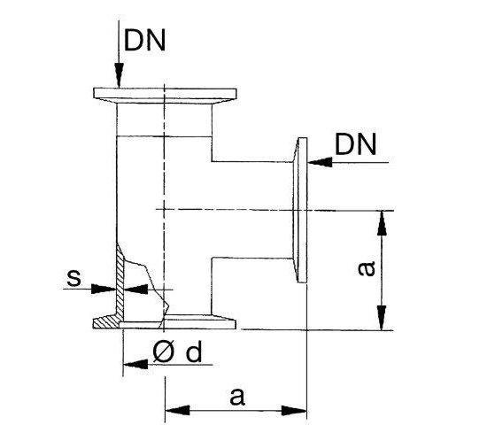 Bild 2 - T-piece stainless steel 304 DN 40 a=65 / d=37 / s=1,5