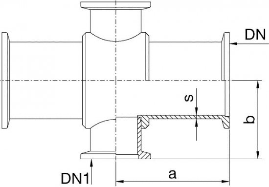 Bild 2 - Reducing cross stainless steel DN 40/16 a=65 / b=40 / s=1,5