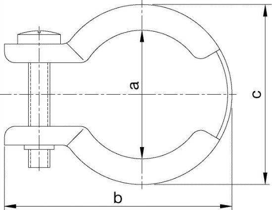 Bild 2 - Taut ribbon-clamping ring stainless steel DN 10/16 a=22 / b=45 / c=36