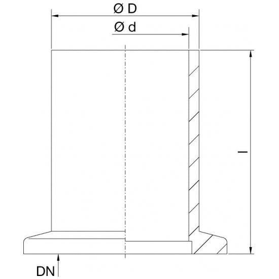 Bild 2 - Small flange with socket brass short DN 32 l=25 / D=38 / d=32