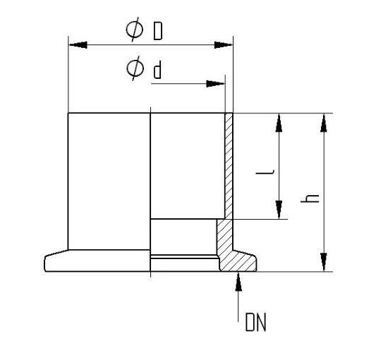 Bild 2 - Small brazing flange brass DN50 for CU-tube =54x2 / D=57 / I=29 / h=40
