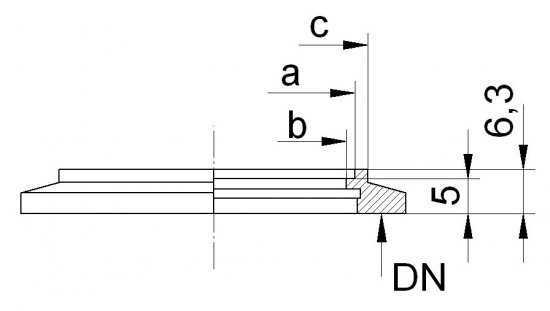 Bild 2 - Small flange weld-in flange SST 316L DN 25 a=28,3 / b=26 / c=30,5