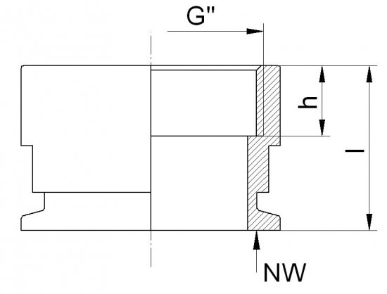Bild 2 - Adapter pipe thread female stainless steel AISI 303 DN 16 1/2 inch A=35 / B=1/2 / C=16 / D=15 / AF=22
