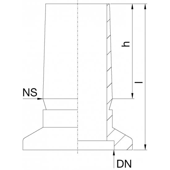 Bild 2 - Small flange with male ground joint SST303 DN 40 norm cut 45/40 / h=40 / l=49,5