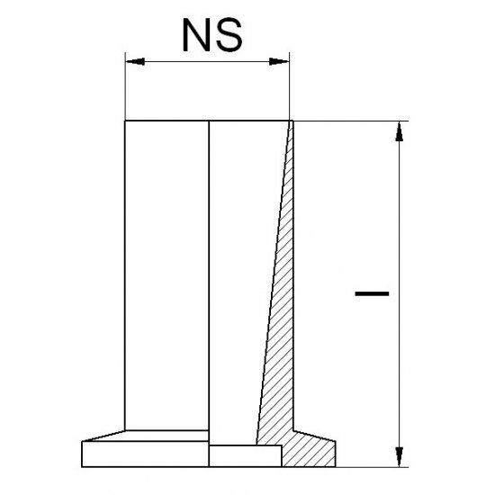Bild 2 - Small flange with female ground joint SST303 DN 10 norm cut14/35 / h=35 / l=38
