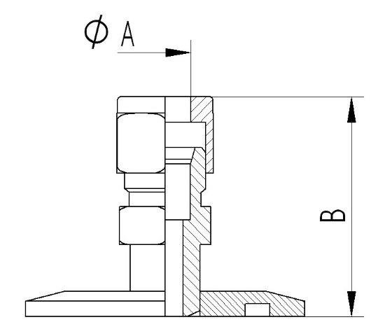 Bild 2 - KF-Adapter f. double compression tube fitting 304 (Swagelok-Adapter compatible) NW 32/40 A=1/4 / B=38mm