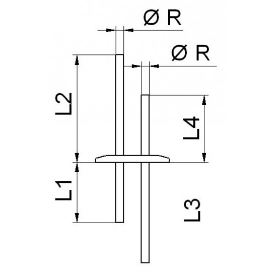 Bild 2 - 2-way liquid feedthrough 316L DN32/40 R=6 / L1=50 / L2=75 / L3=80 / L4=45