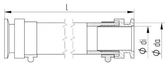 Bild 2 - PVC-tube with small flange aluminium 1000 mm DN 40/40