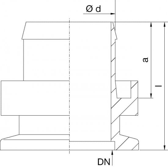 Bild 2 - PVC-connection nozzle aluminium DN 25/28 d=26,5 / l=40 / a=25