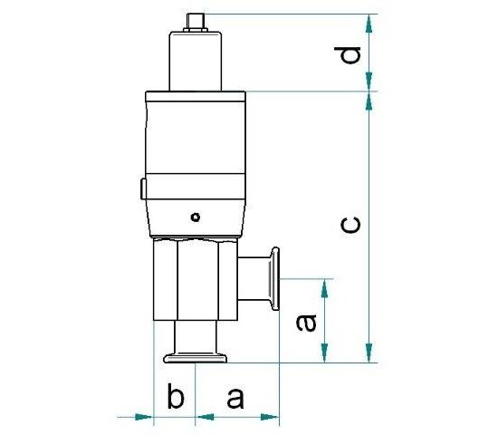 Bild 2 - Angle valve electro-pneumatic aluminium DN16 open with position transducer without control valve c=133 d=40 (optional with double position transducer)