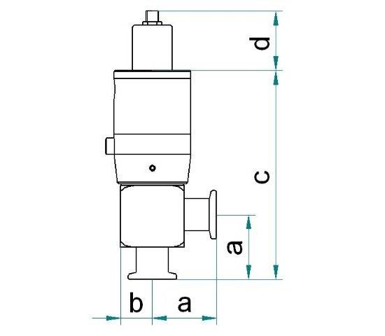 Bild 2 - Angle valve electro-pneumatic stainless steel DN16 closed with position transducer without control valve c=130 d=40 (optional with double position transducer)