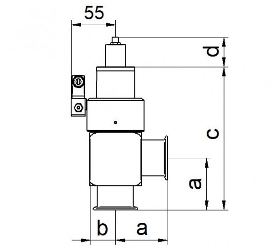 Bild 1 - Angle valve electro-pneumatic stainless steel DN16 closed without position transducer with control valve c=122 d=58