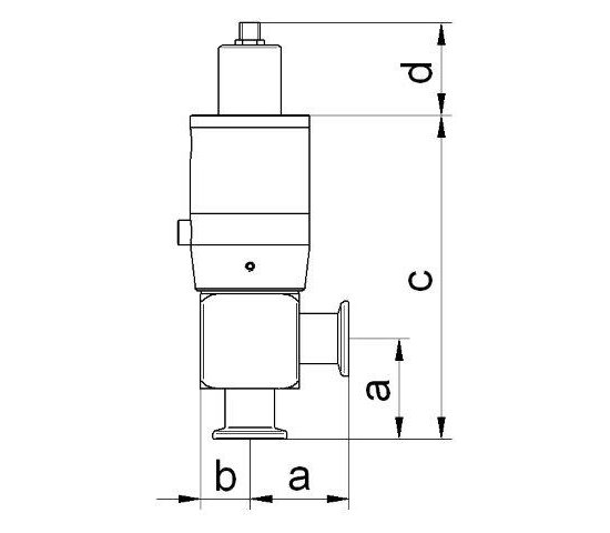 Bild 2 - Angle valve electro-pneumatic stainless steel DN25 closed without position transducer without control valve c=154
