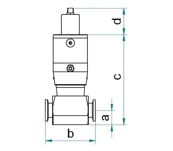 Bild 2 - Straight way valve electro-pneumatic aluminium DN16 closed without position transducer without control valve c=126