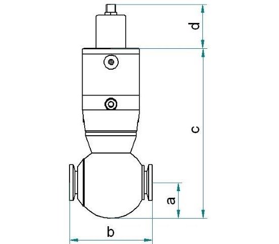 Bild 2 - Straight way valve electro-pneumatic stainless steel DN16 closed without position transducer without control valve c=145