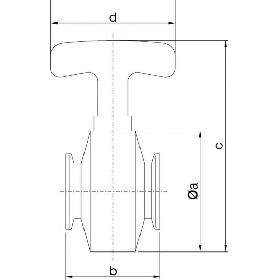 Bild 2 - Butterfly valve stainless steel DN 40 a=80 / b=50 / c=129 / d=80