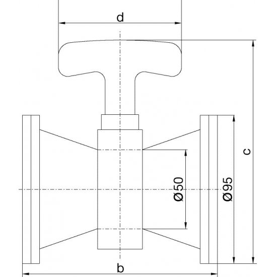 Bild 2 - Butterfly valve stainless steel DN 63, a=88 / b=115 / c=143 / d=80