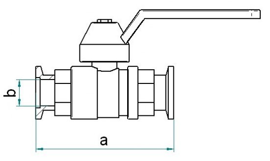 Bild 2 - Spherical valve with small flange brass nickel-plated DN 16 a=78 / b=15