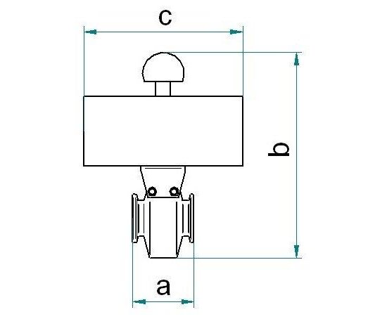 Bild 2 - Butterfly valve electro-pneumatic stainless steel DN 40 a=50 / b=185 / c=132 with electrical position transducer with control valve