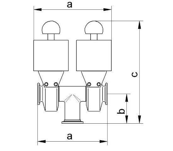 Bild 2 - Three-Way Butterfly valve electro-pneumatic stainless steel DN40 a=150 / b=65 / c=210 / d=165 with electrical position transducer with control valve