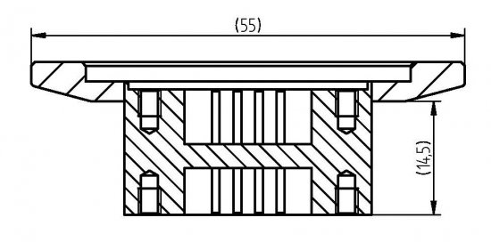 Bild 2 - Small flange SUB-D feedthrough DN 40 - 9 Pins, a=55 / b=14,5 / c=5