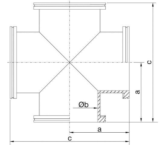 Bild 2 - ISO-K-4-way-cross 316L DN 200 a=178 / b=213 / c=356