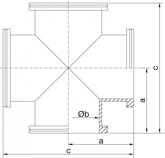 Bild 2 - ISO-K-4-way-cross 304 DN 250 a=208 / b=261 / c=416