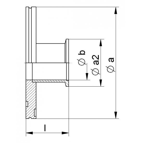 Bild 2 - ISO-K-KF-adapter piece SST 304 DN 100/25 a=130 / a2=40 / b=25 / l=50
