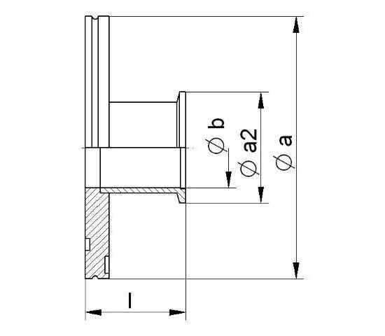Bild 2 - ISO-K/KF-adapter piece SST 316L DN 100/50 a1=130 / a2=75 / b=50 / l=50