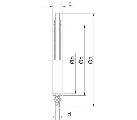 Bild 2 - IS0-centering ring SST 316L/EPDM with outer ring DN 200 a=236 / b=210 / c=213 / d=3,9 / e=8