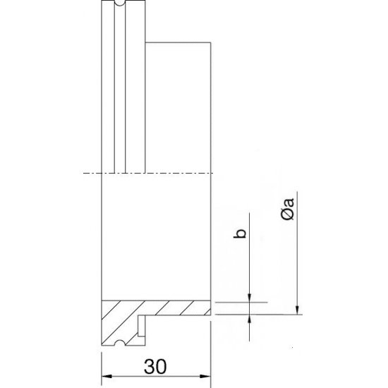 Bild 2 - ISO-K-flange with short socket Aluminium DN 100 a=108 b=3