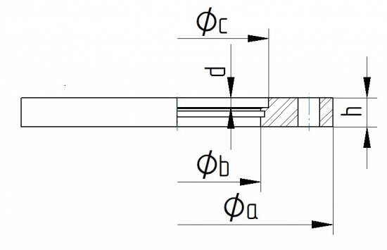 Bild 2 - ISO-F-welding flange 304 DN 63 a=130 / b=70 / c=76,6 (76x3) / d=4 / h=12