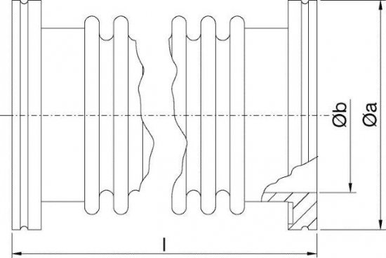 Bild 2 - ISO-K-corrugated tube flexible SST 316L DN 63, 250 mm a=80 / b=65