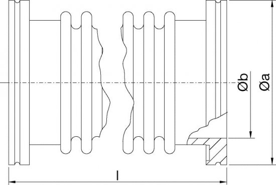 Bild 2 - ISO-K-corrugated tube flexible SST 304 DN 100, 750 mm a=130 / b=102