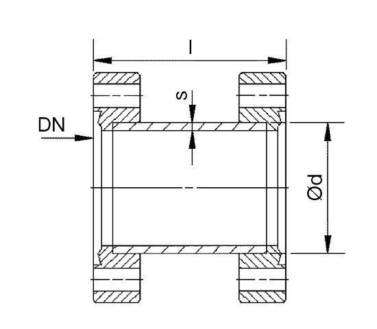 Bild 2 - CF-intermediate piece 304L, flanges fixed, DN 160 l=334 / d=154 / s=2