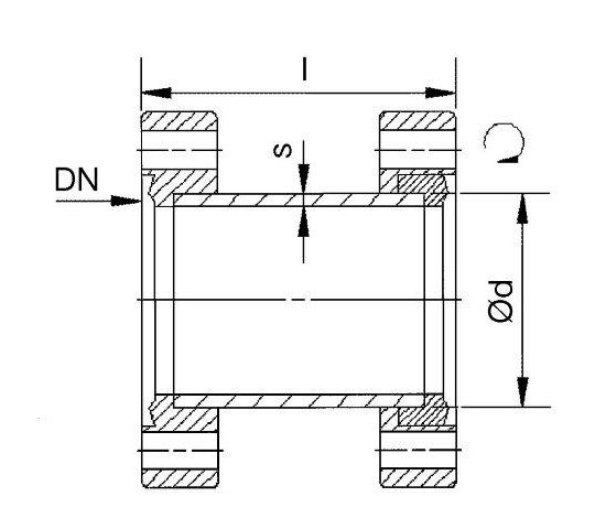 Bild 2 - CF-intermediate piece 304L, 1 flange turnable, DN 160 l=334 / d=154 / s=2