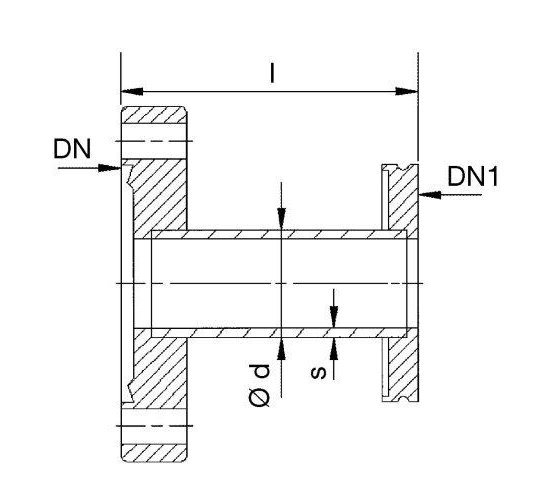 Bild 2 - CF-ISO-K-adapter piece, flange fixed DN 160/160 ISO-K l=90 / d=154 / s=2