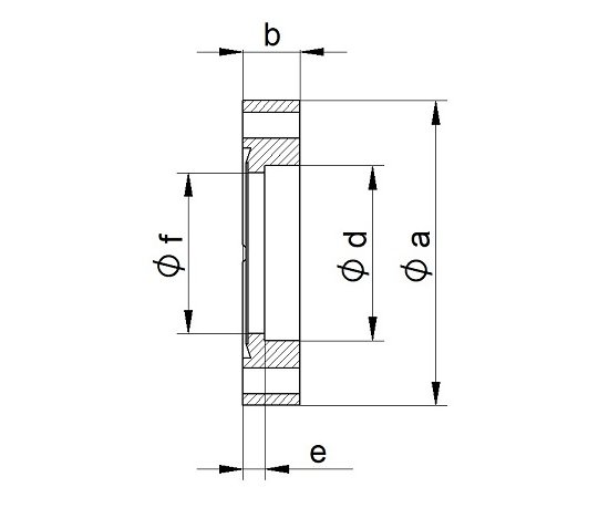 Bild 2 - CF-welding flange 304L fixed DN 40 a=70 / b=12,5 / d=38 / f=35 / e=4,8
