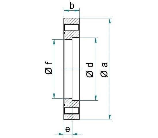 Bild 2 - CF-welding flange 304L fixed with threaded holes DN 40 a=70 / b=12,5 / d=40,2 / f=37 / e=4,8