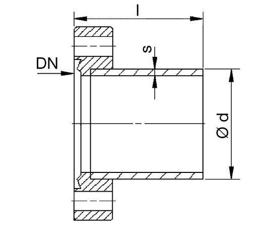 Bild 2 - CF-flange 316L with socket fixed DN 40 l=63 / d=40 / s=1.5