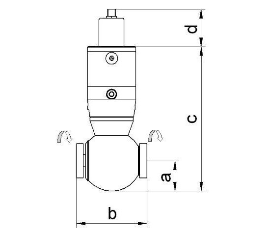 Bild 2 - CF-straight way valve closed stainless steel electro-pneumatic 2 flanges turnable with position transducer without control valve DN 16 c=145 / d=40 (optional with double position transducer)