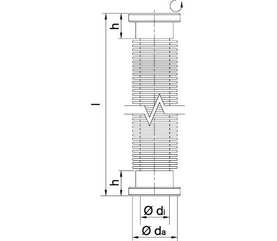Bild 2 - CF-metal tube, flexible 1 flange turnable 316L, 500 mm long DN 40 d1=40,1 / da=50 / h=55