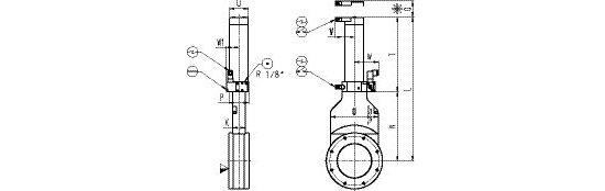 Bild 2 - Slide valve ISO-F,aluminium, DN 100 electro-pneumatic with position transducer with control valve