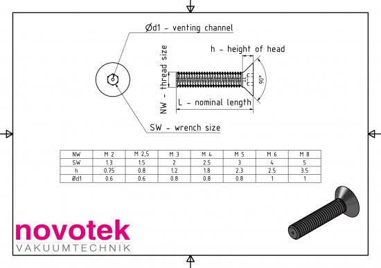 Bild 2 - Socket Drive Flat Head Screws ISO 10642 (DIN 7991) M8x20, A2, center vented