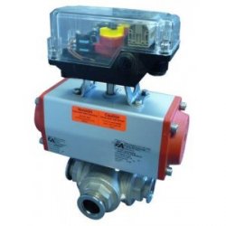 three-way ball valve L-bore electro-pneumatic stainless steel