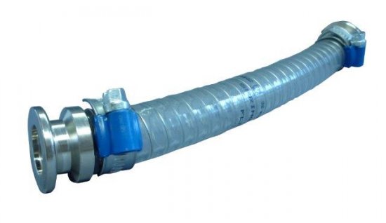 Bild 1 - PVC-tube with small flange aluminium 1000 mm DN 16/19
