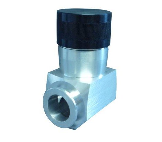 Bild 1 - In-line bellow-sealed valve with spindle aluminium DN 25 a=25 / b=80 / c=108,5 / d=12