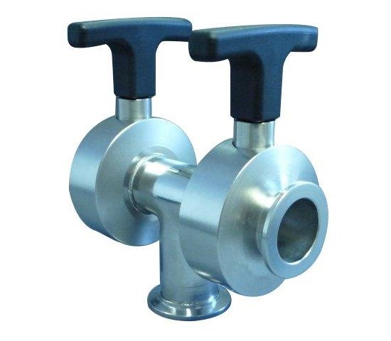Bild 1 - Three-way butterfly valve SST 316L DN 50/50/50 a=90 / b=75 / c=170 / d=200